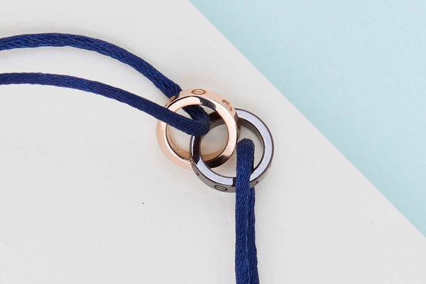 Love Cord Bracelet - Rose Gold Diamonds & Ceramic - Pouch