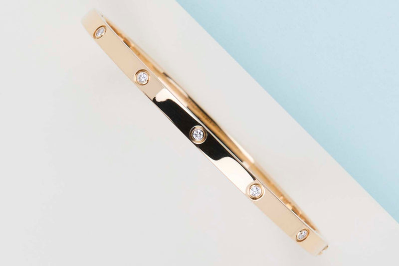 Love Bracelet Small - Yellow Gold & 10 Diamonds - Size 16 - B&P