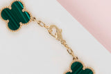 Vintage Alhambra Bracelet - 5 Motifs - Yellow Gold & Malachite - 19.5CM - B&P
