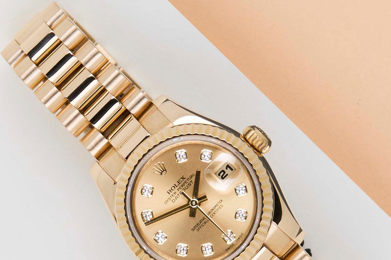 Datejust 26 'Champagne Diamond Dial - President'