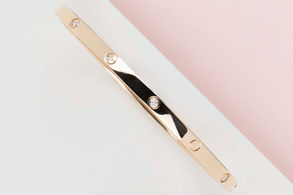 Love Bracelet Small - Yellow Gold & 6 Diamonds - Size 17 - B&P