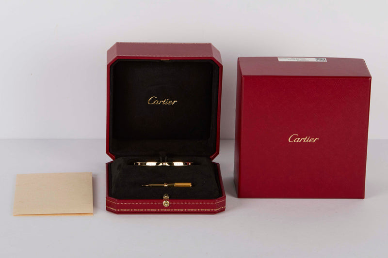 Love Bracelet Small - Yellow Gold & 6 Diamonds - Size 17 - B&P