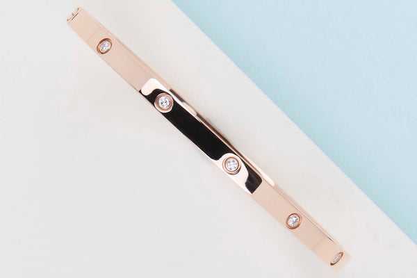 Love Bracelet Small - Rose Gold & 10 Diamonds - Size 17 - B&P