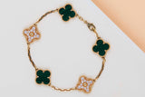 Vintage Alhambra Bracelet - 5 Motifs - Malachite & Diamonds - 19.5CM - B&P