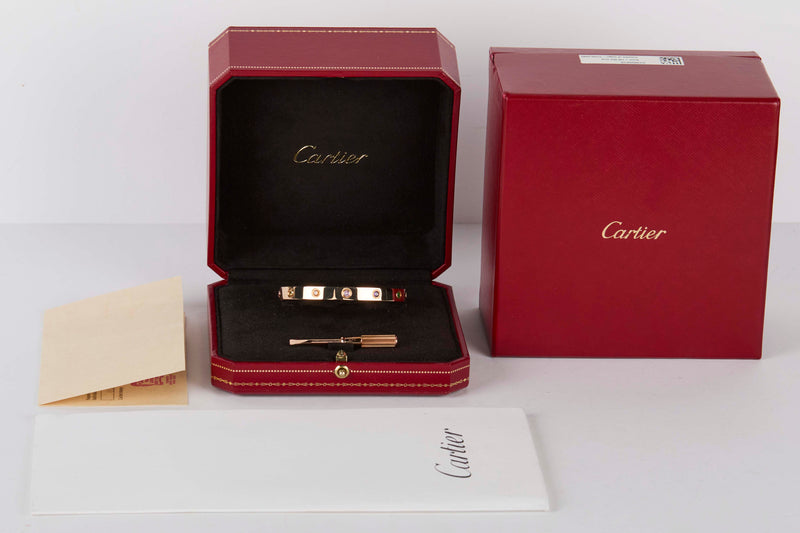 Love Bracelet Rainbow - Rose Gold & Gemstones - Size 17 - B&P