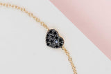 18ct. Yellow Gold Bracelet - Black Diamond - 18CM