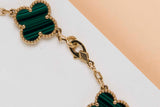 Vintage Alhambra Bracelet - 5 Motifs - Yellow Gold & Malachite - 19.5CM - B&P