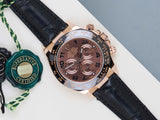 Daytona 'Everose Gold - Black Leather Strap - Chocolate Arabic Dial'