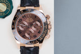 Daytona 'Everose Gold - Black Leather Strap - Chocolate Arabic Dial'