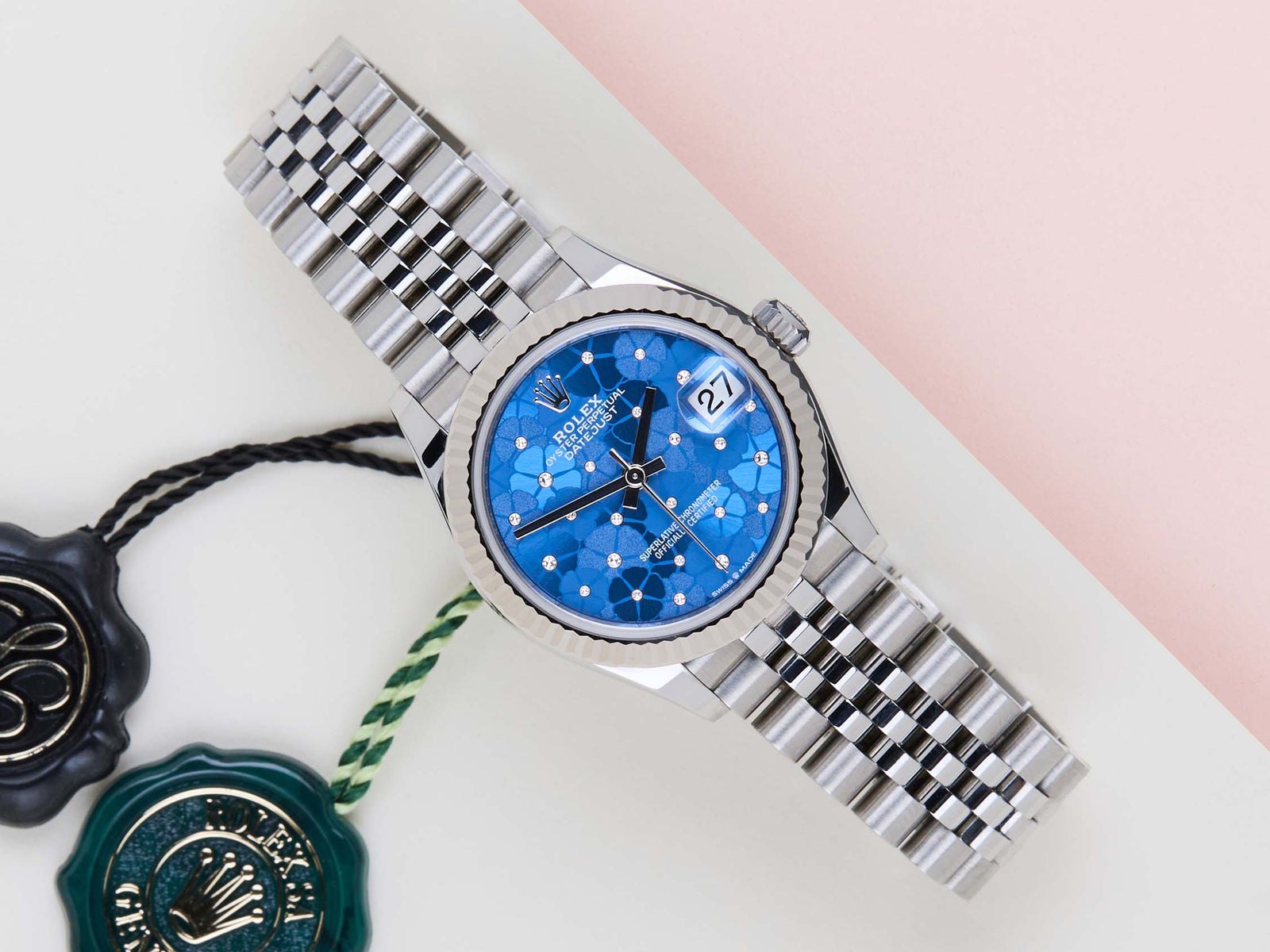 ROLEX刺繍入りBOX Datejust 31 'Blue Diamond Flower Motif Dial - Jubilee' – Steiner