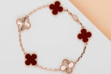 Vintage Alhambra Bracelet - 5 Motifs - Rose Gold & Carnelian - 19CM - B&P