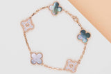 Vintage Alhambra Bracelet - 5 Motifs - Rose Gold, Mother Of Pearl, Diamonds - 19CM - B&P