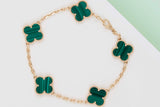 Vintage Alhambra Bracelet - 5 Motifs - Malachite - 19,5 CM - B&P