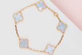 Vintage Alhambra Bracelet - 5 Motifs - Mother Of Pearl - 19,5 CM - B&P