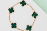 Vintage Alhambra Bracelet - 5 Motifs - Malachite - 18,5 CM - B&P
