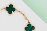 Vintage Alhambra Bracelet - 5 Motifs - Malachite - 18,5 CM - B&P