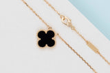 Vintage Alhambra Necklace - Yellow Gold - Onyx - 42 CM
