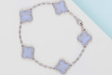 Vintage Alhambra Bracelet - 5 Motifs - White Gold - Chalcedony - 19,5 CM - B&P