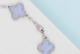 Vintage Alhambra Bracelet - 5 Motifs - White Gold - Chalcedony - 19,5 CM - B&P