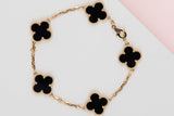 Vintage Alhambra Bracelet - 5 Motifs - Onyx - 19,5 CM - B&P