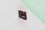 9ct. White Gold Ring - Garnet - Size 53