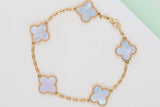 Vintage Alhambra Bracelet - 5 Motifs - Mother Of Pearl - 19,5 CM - B&P