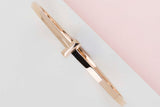 T1 Narrow Hinged Bangle Large - Rose Gold - B