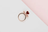 Sweat Hearts Ring - 'Rose Gold - Carnelian & Diamond - Size 54 - B'