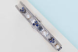 14 ct. White Gold Bracelet - Pearls & Sapphires - 19CM