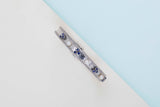 14 ct. White Gold Bracelet - Pearls & Sapphires - 19CM
