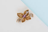 Brooche - 18ct. Yellow & White Gold - Rubies & Diamonds - 4 x 3 CM