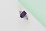 Ring - 14ct. White Gold - Amethyst & Diamonds - Size 57