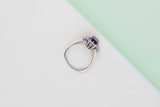 Ring - 14ct. White Gold - Amethyst & Diamonds - Size 57