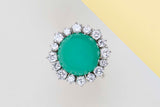 Ring - 18ct. White Gold - Chrysoprase & Diamonds - Size 50