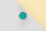 Ring - 18ct. White Gold - Chrysoprase & Diamonds - Size 50