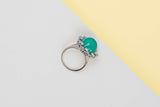 Ring - 18ct. White Gold - Chrysoprase & Diamonds - Size 50