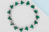 Bracelet - 18ct. White Gold - Emerald & Diamonds - 18.5 CM