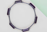 Bracelet - 18ct. White Gold - Amethyst & Diamonds - 18.5 CM