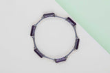 Bracelet - 18ct. White Gold - Amethyst & Diamonds - 18.5 CM