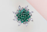 Ring - 18ct. White Gold - Emerald & Diamonds - Size 52