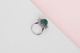 Ring - 18ct. White Gold - Emerald & Diamonds - Size 52