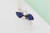 Ring - 18ct. White Gold - Sapphires & Diamonds - Size 57