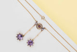 Necklace - 14ct. Yellow Gold - Amethyst & Diamonds - 44 CM