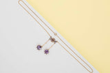 Necklace - 14ct. Yellow Gold - Amethyst & Diamonds - 44 CM