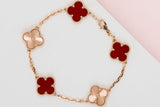 Vintage Alhambra Bracelet - 5 Motifs  - Rose Gold - Carnelian - 19.5CM - B&P
