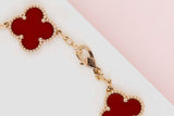 Vintage Alhambra Bracelet - 5 Motifs  - Rose Gold - Carnelian - 19.5CM - B&P