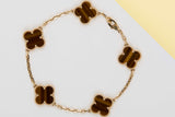 Vintage Alhambra Bracelet - 5 Motifs - Yellow Gold & Tiger Eye - 19,5 CM - B&P