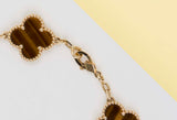 Vintage Alhambra Bracelet - 5 Motifs - Yellow Gold & Tiger Eye - 19,5 CM - B&P