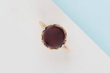 Rose Gold Ring - Garnet and Mother of Pearl - Size 53