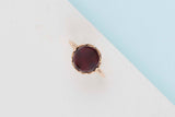 Rose Gold Ring - Garnet and Mother of Pearl - Size 53